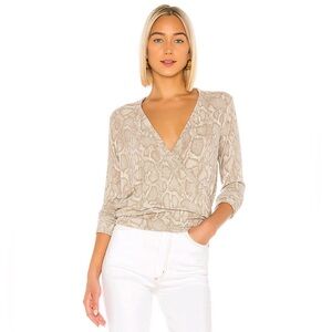 Sundry - Snakeskin Print Faux Wrap Sweater